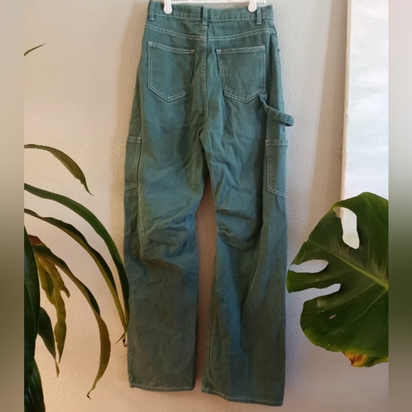 Lioness Miami Vice Oversized Loose Fit Baggy Carpenter Skater Green Cargo Jeans - Picture 6 of 6